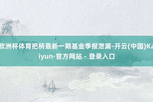 欧洲杯体育把柄最新一期基金季报泄漏-开云(中国)Kaiyun·官方网站 - 登录入口